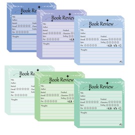 6 Set Book Review Sticky Notes for Reading Tracking 2.95 x 2.95 inch Back to School Mini Colorful Funny Office Notepads 300 Pag Reading Tracker Sticky Pads for Students Teacher Women Men Adult
