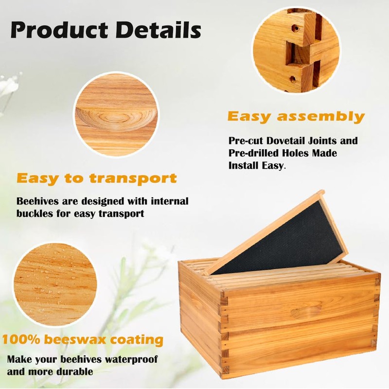 POLLIBEE 8 Frame Deep Brood Bee Hive Box Dipped in
