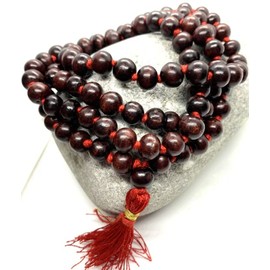 Japa Mala 108 +1 Hand Knotted Beads Meditation Rosary Natural Red Wood Rosewood Prayer Beads|, Finger Counter for Pooja, Prayer Beads, Yoga Bead Original Buddhist Rosary