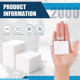 Mindsoft 2000 Count 2" x 2" Non-Woven Gauze Sponges 4-ply Bulk Absorbent First Aid Wound Care Dental Gauze Pads for Home Clinic Vet