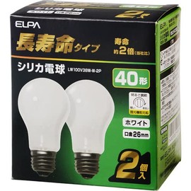エルパ (ELPA) 長寿命シリカ 電球 照明 間接照明 E26 38W ホワイト 2個入 LW100V38W-W-2P