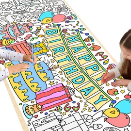 HAPMARS Giant Coloring Poster Large Wall Coloring Tablecloth for Kids, 72x23.6 INCH Drawing Paper Table Cover for Boys Girls Perfect for DIY Arts Crafts Classroom Group Activities Birthday-No Creases