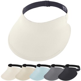 EINSKEY Women's Wide Brim Sun Visor, UPF50+ Seamless Ponytail Hat Packable Quick Dry for Sports Golf Tennis Running Beach Milk White