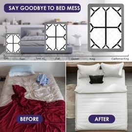 Luyena - Correas de sábana, 6 correas de sábana seguras y ajustadas para cama de tamaño completo, clips de sábana ajustables, sujetadores elásticos para esquinas, mejoran tu experiencia de sueño