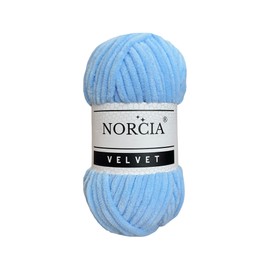 NORCIA Soft Velvet Yarn Chenille Yarn for Crocheting Baby Blanket Yarn for Knitting Amigurumi Yarn Fancy Yarn for Crochet Weaving Craft (Baby Blue, 1 Skein)