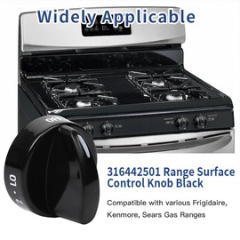 Upgraded 4Pcs 316442501 Range Surface Control Knob Black, Burner Knob Fit for Frigidaire, Kenmore, Sears Gas Ranges - Replaces 1170795, AP3906091, PS1152491