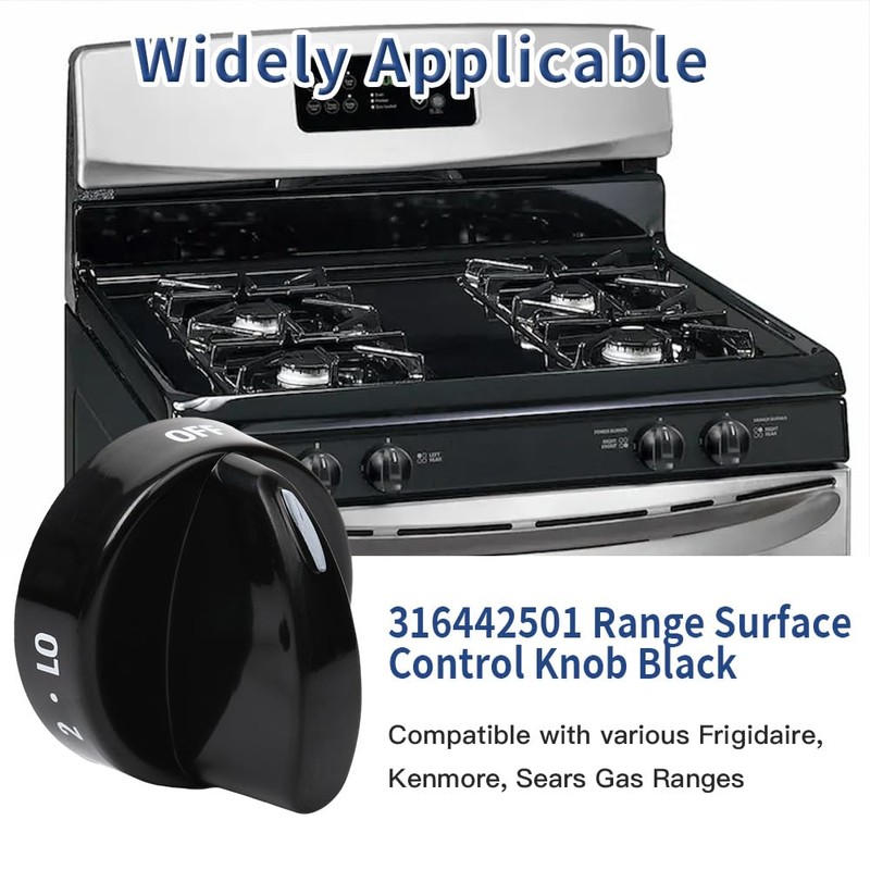 Upgraded 4Pcs 316442501 Range Surface Control Knob Black, Burner Knob