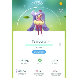 Pokémon Go Shiny Tsareena (High Jump Kick) Trade! Reg Or 30 Days! *See Below*