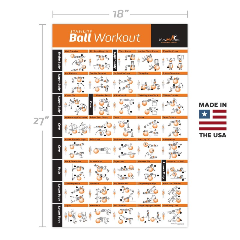 NewMe Fitness Workout Posters for Home Gym, Stability Exercise Posters