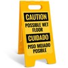 Caution Possible Wet Floor Bilingual Sidewalk Sign Kit, 10x16 Inches,