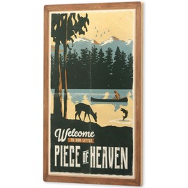 Open Road Brands Welcome to Our Piece of Heaven Wall Decor - Large Lake House Wall Art for Living Room, Kitchen or Entryway