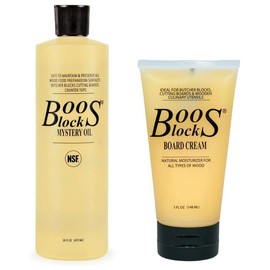 John Boos Mystery Oil and Moisture Cream for Butcher Blocks and Cutting Boards Chopping Kitchen - Style: Mystery Oil + Applicator