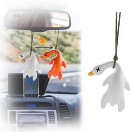 GGUFAY Farbwechselnde Ente Auto-HäNgeornament, AutozubehöR Innenraum Deko, UltraviolettverfäRbung, SüßEr Roast-Enten-RüCkansicht, Spiegel, HäNgende Dekoration, Weiß Bis Orange, 2 StüCk