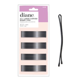 Diane 2.5” Curved Black Bobby Pins for Women, Girls, Salon, Hairdressing, Rollers, Long and Thick Hair, Large Flat Hair Pins with Ball Tips for Securing Updos, Flyaways, 40 Count
