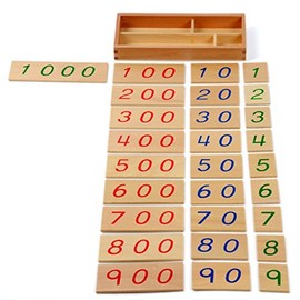 New Sky Enterprises Montessori Math Material Wooden Number Cards 1-9000 with Box Counting Number Bank Game Children Early Development Toys Professional Version
