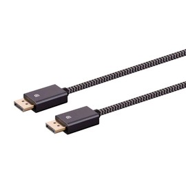 Monoprice DisplayPort 1.4 EasyPlug Nylon Braided Cable - 32.4 Gbps, 8K@60Hz, DPCP, HDCP, 3D Video, 6 Feet, Gray