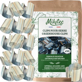 Pack of 50 Greenhouse Clips, Diameter 25 mm, Galvanised Steel, Metal Fixing Clips for Greenhouse Tarpaulin Tunnel for Garden, Seeding and Planting Protection, Wind and Storm Resistance