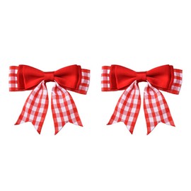 Mini Red Grid Bow Hairclip Small Bows Hairpin Checkered Bow Hairpins for Daughter Granddaughter Ribbon Bowknot Barrette Christmas Xmas Theme Party Favors Buffalo Plaid Hair Accessories 2Pcs