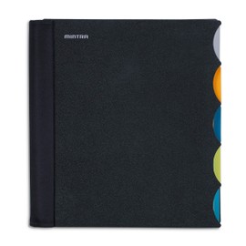 Mintra Office Durable PREMIUM Spiral Notebook, ((Black, 5 Subject, 8.5in x 11in)), Fabric Covered Coils, No Snags, Removable Adjustable Pocket Dividers, Ruler, Organization, Customizable