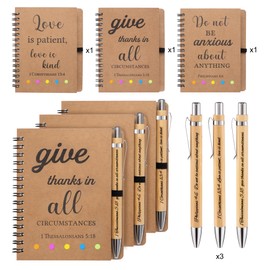 Russel Molly 6 Pcs/3 Set of Christian Gifts Spiral Notebooks Bulk Journals with Christian Pens Prayer Journal Christian Journal for Women and Men, Perfect Home Gifts