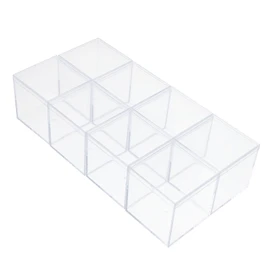 IWOWHERO 8Pcs Clear Square Storage Containers Durable Plastic Boxes with Lids for Organizing Jewelry Cosmetics Treats and Transparent Display Boxes