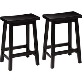 PJ Wood 24 Inch Saddle Seat Counter Stool Pack 2 - Black