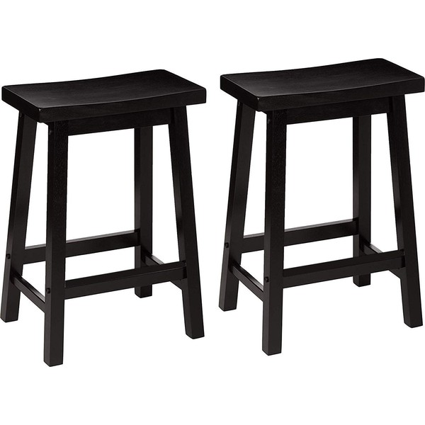 PJ Wood 24 Inch Saddle Seat Counter Stool Pack 2