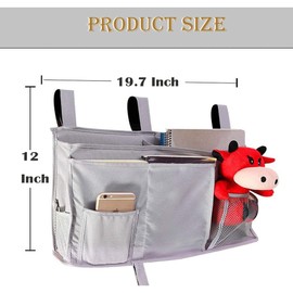 Busnos Bed Bag Bed Caddy Organiser Bag Bunk Bed Grey Bed Shelf for Hanging Bunk Bed Accessories Hanging Bag Under Children Bunk Bed Storage Bag for Hospital Bed Children's Bed