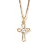 Dicksons Open Petal Cross with Embossed, Silver-Tone Dove Gold-Plated Curb