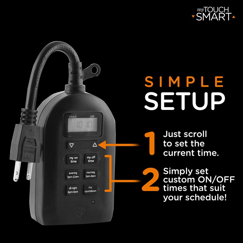 myTouchSmart Outlet Timer, Dual Plug-in Digital Timer Outlet, Simple Programmable