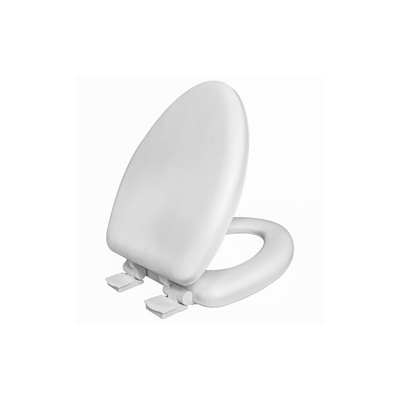 Plexon Soft Cushioned Toilet Seat, Elongated White, Slow-Close Lid &
