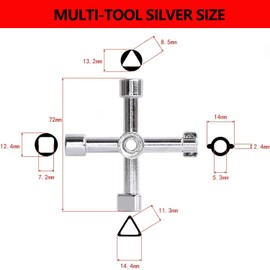 AIYIBEN 4-Way Multifunctional Key, Universal Meter Box Key for Opening Electric Gas Meter Boxes, Hatches, Meter Cabinets, Attic Hatches, Control Cabinet Keys. (Silver+Black)