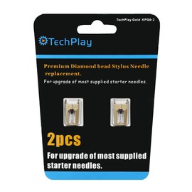 TechPlay Gold, Pack of 2, Dimond Tipped Needle for Turntables (2Pack Gold). for up-Grade of Most Standard Supplied needels. Compataible with Most Victorola and Crosley