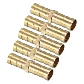 TOP-VIGOR 5Pcs 10mm Brass Barb Hose Fitting Straight Connector Coupler, Straight Barb Hose Fitting Joiner for Air Gas Water Fuel
