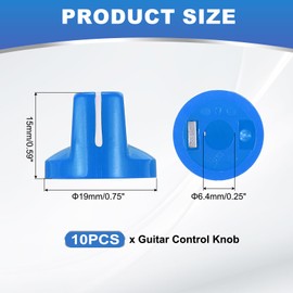 sourcing map 10pcs Blue Guitar Effect Pedal Knob, 9/16" Plastic Insert Electric Guitar Knobs for Amplifier Guitar Bass Volume Control