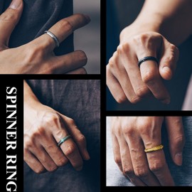 Men's Sandblast Finish Worry Ring Stainless Steel 4MM Fidget Band Rings Fashion Jewelry