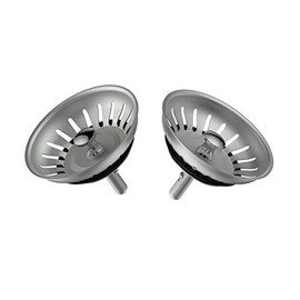 Colador de repuesto para fregadero de cocina (3-1/2 pulgadas), cuerpo de acero inoxidable con tapón de goma (paquete de 2 unidades, acero inoxidable)