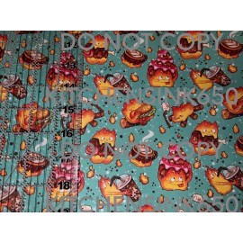 Unbranded Custom  FAUX LEATHER  VINYL ROLL, Anime Calcifer  Green 12" x 54"  - MOVING SALE