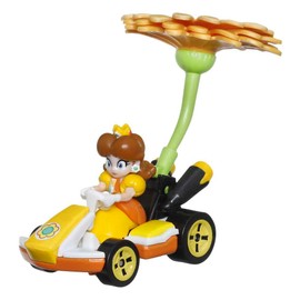 Hot Wheels Mario Kart Princess Dasiy Standard Kart with Flower Glider Toy Vehicle for Children from 3 Years in Scale 1:64 with Glider Accessories