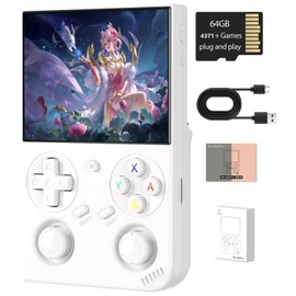 Voacle RG35XX Pro Retro Handheld Game Console , RG 35XXPro Support HDMI TV Output 5G WiFi Bluetooth 4.2 , 3.5 Inch IPS Screen Linux System Built-in 64G TF Card 4353 Games(White)