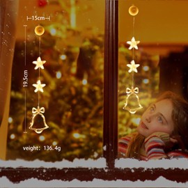 MagiSel Weihnachtsbeleuchtung, Wasserfall, Schneeflocke, LED-Lichterkette, batteriebetriebene Lichterkette, Weihnachtsdekoration, für Weihnachtsbaum, Fenster, Tür, Bar (Glocke)