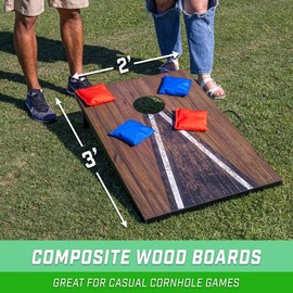 GoSports 3 x 2 ft Cornhole Board Set - Portable Outdoor Toss Game for Adults & Family - Includes Set of 8 Bean Bags with Built-in Storage - Dark Rustic