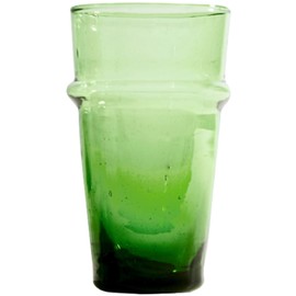 Verve CULTURE Beldi Stackable Glasses Handblown Moroccan Glassware-Green | Set of 6, 11 fl. oz.