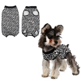 Pawcomon Dog Surgery Recovery Suit Puppy Surgical Clothes Abdominal Wounds Anti-Licking Dog Bodysuit Onesie Substitute E-Collar& Cone Leopard L