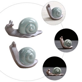 PRETYZOOM Feng Shui Snail Statue 2 Pieces Snail Model Snail Figurine Snail Figurine Snail Statue Miniature Ceramic Snail Statue