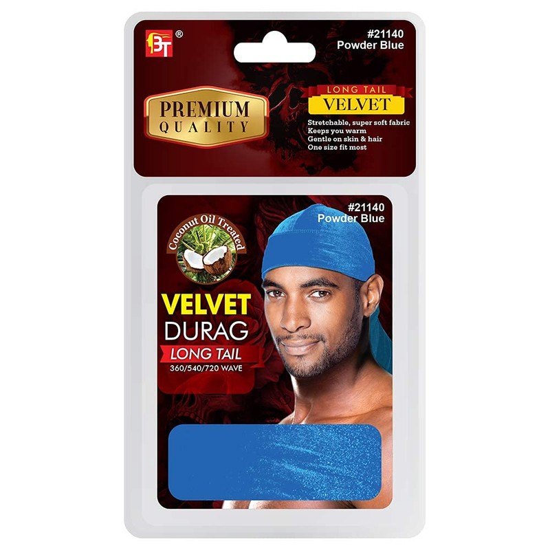 Velvet Long Tail Durag for 360 Waves Soft Stretchable Coconut