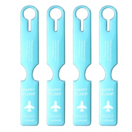 Veki Pack of 4 Waterproof PVC Suitcase Tags, Luggage Tags with Name Plate, Address Tag, Suitcase Handbag Labels, Cruise Suitcase Tags for Travel Bags, Suitcases, Backpacks (Blue)