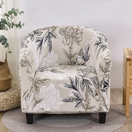 SearchI Club Chair Slipcover Stretch Barrel Chair Covers Printed Tub Chair Slipcovers Spandex Armchair Sofa Cover Removable Couch Furniture Protector Arm Chair Cover for Living Room(Flowers Pattern5)