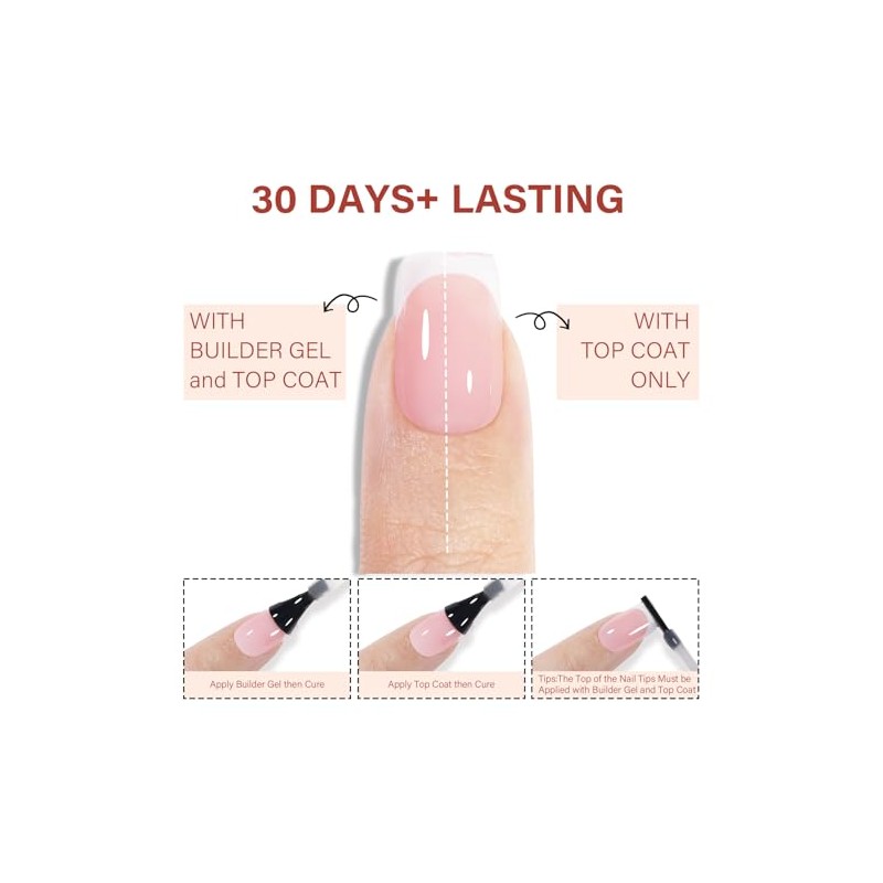 AILLSA Uñas Francesas Cortas Y Cuadradas, 180 Unidades De Uñas