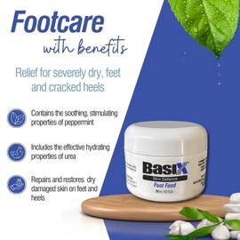 Basix Skin Defence Cream Foot Food [TWIN PACK 2x50ml] Foot Repair Restoration Balm for Dry Feet and Cracked Heels - 5% Urea Peppermint Oil Soothes, Moisturises, Stimulates and Invigorates Tired Feet